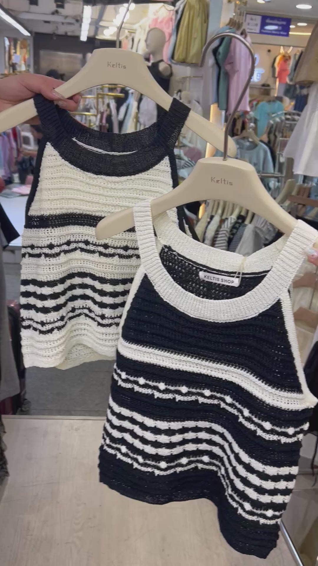 B022 韩系撞色针织无袖上衣｜Ready stock